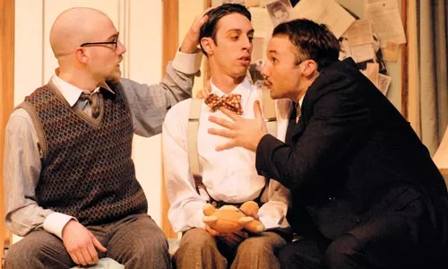 (from left) Ryan Patrick McFarland, James Masciovecchio and Justin Fortunato in the Playhouse Conservatory's Room Service - COURTESY OF DREW YENCHAK