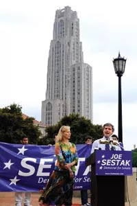 Joe Sestak at a campaign event in Oakland earlier this year
