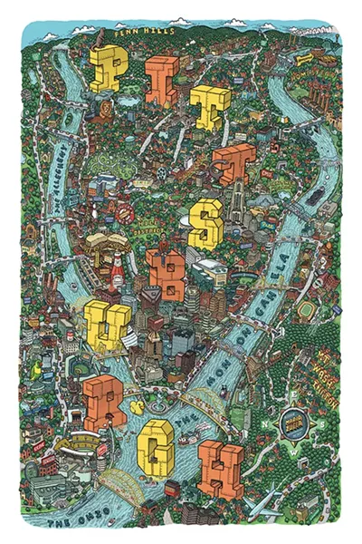 Mario Zucca's Illustrated Map of Pittsburgh