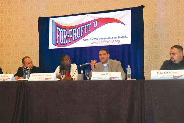 Panelists discuss for-profit education at a webinar at the Fairmont Hotel