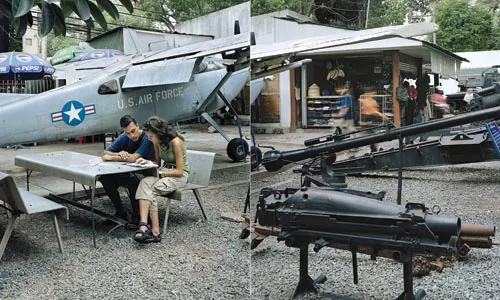 Plane facts: Howard Henry Chen's "Fernando and Sylvie reading the Lonely Planet at The War Remnants Museum (formerly The Museum of American War Crimes, but the People's Committee of Ho Chi Minh City changed the name sometime after Hanoi and Washington normalized relations."