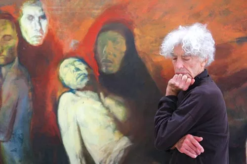 Richard Rappaport in the International Children's Art Gallery with his "Burial of Christ." Photo courtesy of Rain. - PHOTO COURTESY OF RIVER GIBEAUT