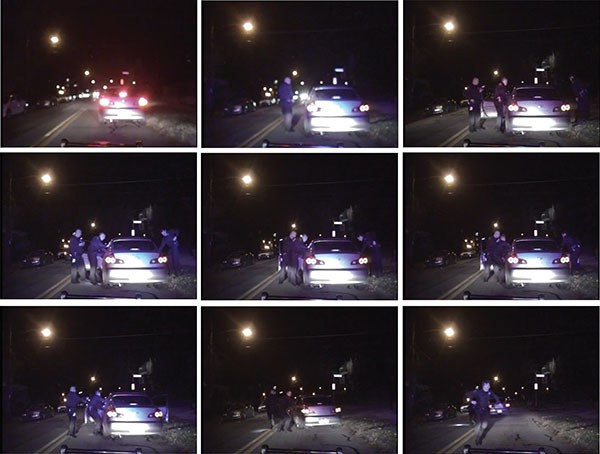 These nine still photos were taken from the police-cruiser dashboard camera the night officers stopped 19-year-old Leon Ford. The routine traffic stop resulted in Ford being shot four times in the chest by city officers.