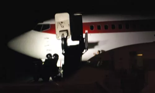 Trevor Paglen's "Unmarked 737 at 'Gold Coast' Terminal Las Vegas, NV Distance ~ 1 mile 10:44 p.m. - COURTESY OF THE ARTIST, ALTMAN SIEGEL GALLERY AND THOMAS ZANDER GALLERY