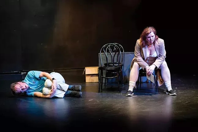 Sean Duggan and Samantha A. Camp in Pittsburgh New Works Festival’s Astronaut (or Frantic Action) - by Shelby Solla - PHOTO COURTESY OF BRITTANY CREEL