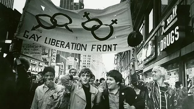 Gay Liberation Front march on Times Square in New York, N.Y., 1969 - PHOTO: DIANA DAVIES/THE NEW YORK PUBLIC LIBRARY