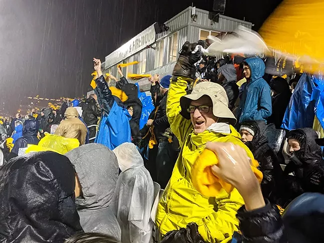 Fans cheer on the Pittsburgh Riverhounds as they conquered the Birmingham Legion FC 7-0 on Sat., Oct. 26, 2019. - CP PHOTO: LISA CUNNINGHAM