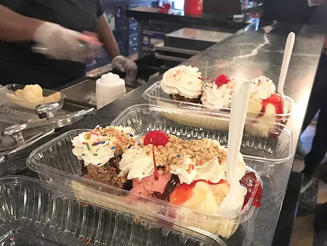 What a deal: Klavon's is offering banana splits for only 10 cents through Friday. - PHOTO: KLAVON'S ICE CREAM PARLOR