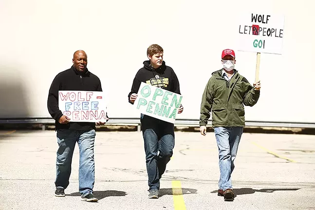 The 'Take Back Control' rally in Downtown Pittsburgh on Mon., April 20, 2020 - CP PHOTO: JARED WICKERHAM