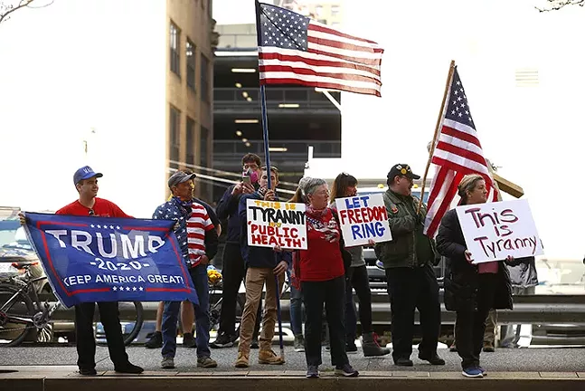 The 'Take Back Control' rally in Downtown Pittsburgh on Mon., April 20, 2020 - CP PHOTO: JARED WICKERHAM