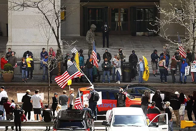 The 'Take Back Control' rally in Downtown Pittsburgh on Mon., April 20, 2020 - CP PHOTO: JARED WICKERHAM