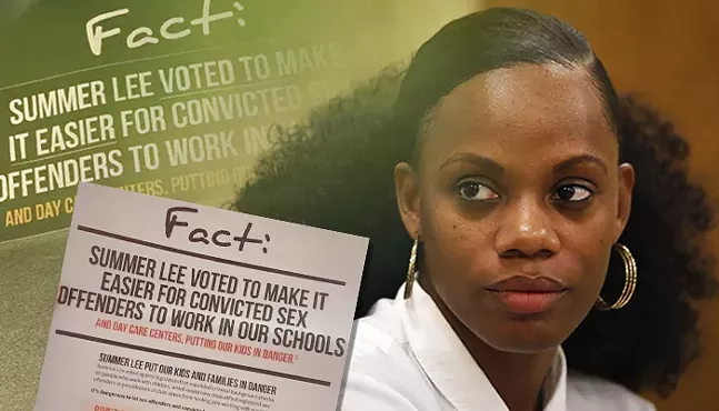 State Rep. Summer Lee, with controversial mailers sent out by challenger Chris Roland - CP PHOTO: JARED WICKERHAM