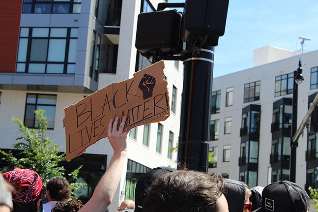 Pittsburghers marched through East Liberty on Mon., June 1, to protest police brutality - CP PHOTO: JORDAN SNOWDEN