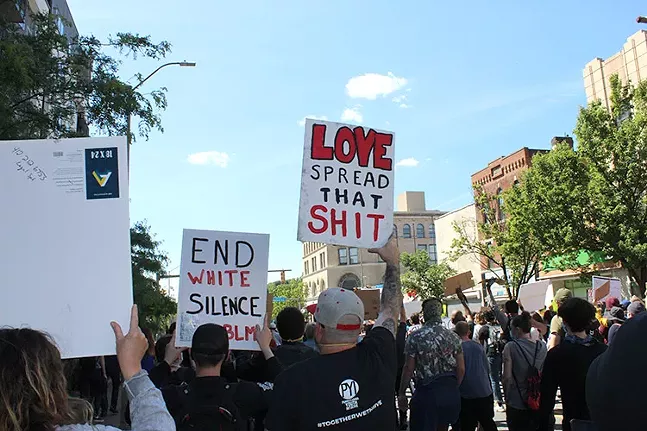 Pittsburghers marched through East Liberty on Mon., June 1, to protest police brutality - CP PHOTO: JORDAN SNOWDEN