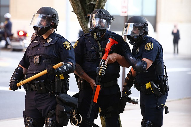 Pittsburgh Police officers in riot gear - CP PHOTO: JARED WICKERHAM