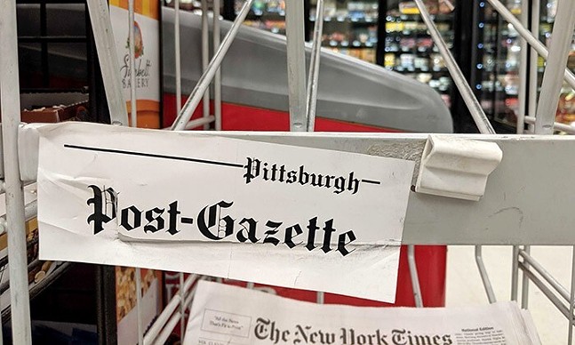 An empty Pittsburgh Post-Gazette rack in Downtown - CP PHOTO: LISA CUNNINGHAM