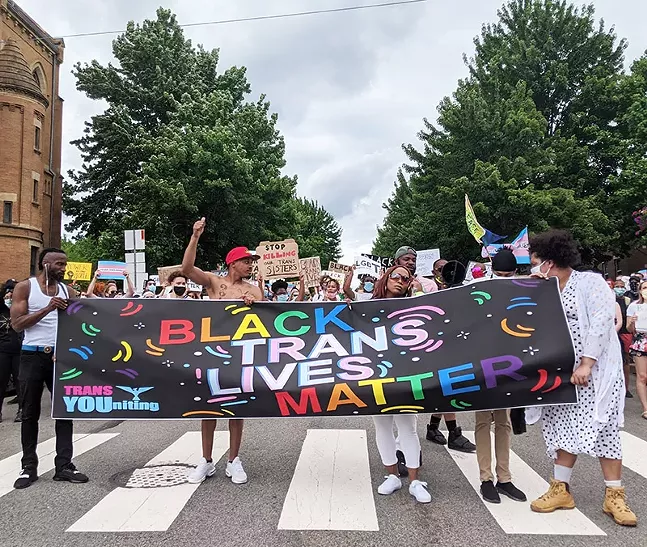 Protesters marching for Black Trans Lives Matter in Pittsburgh on Thu., Jan. 18, 2020 - CP PHOTO: LISA CUNNINGHAM