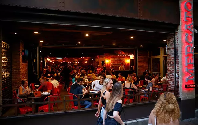 Downtown's Sienna Mercato, shown here pre-pandemic, is one of the restaurants that will soon benefit from less traffic on Penn Avenue. - CP PHOTO: JARED WICKERHAM