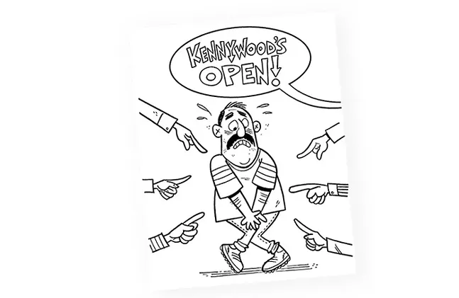 Pat Lewis' "Kennywood's Open" coloring book illustration for Pittsburgh City Paper’s Over-the-top Completely Ridiculous Yinzerrific Coloring Book