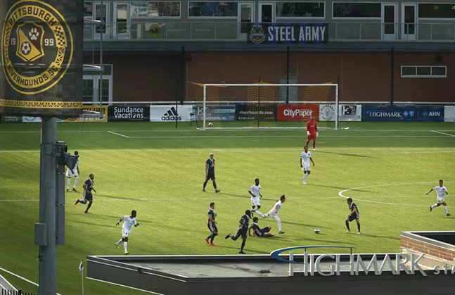 The sun begins to set during the second half action between the Pittsburgh Riverhounds and Indy Eleven. - CP PHOTO: JARED WICKERHAM