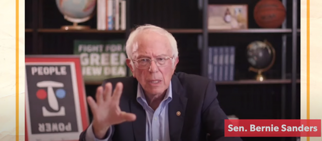 Sen. Bernie Sanders speaks during a virtual town hall on Joe Biden's leftist credentials. - SCREENSHOT FROM TOWN HALL