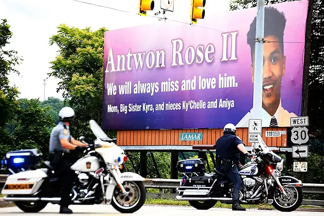 A billboard in honor of Antwon Rose Jr., photographed during a march and balloon release on the two-year anniversary of his death, on Fri., June 19, 2020. - CP PHOTO: JARED WICKERHAM