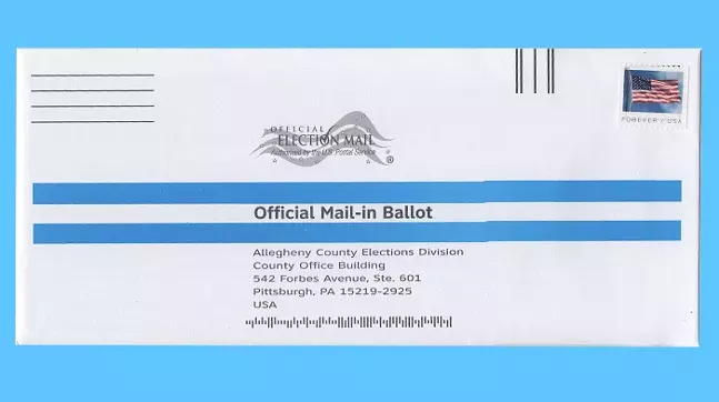 The front of a declaration envelope for Allegheny County voters. Reminder, posted is already paid for in the general election; a stamp is not neccessary. - CP PHOTO: ABBIE ADAMS