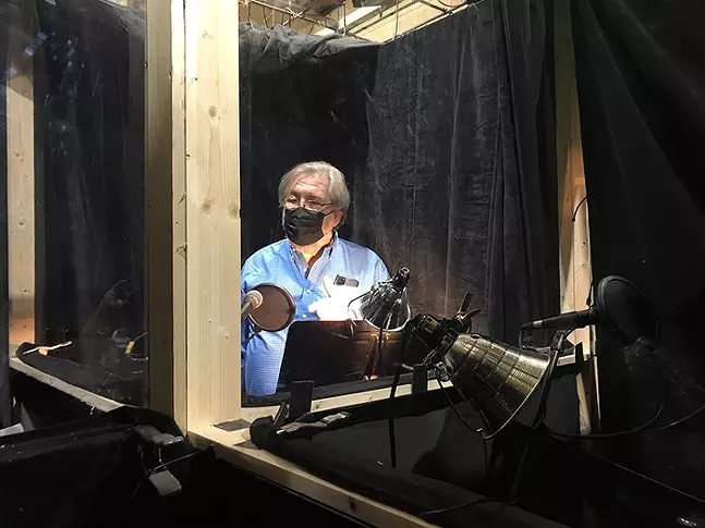 Director Alan Stanford tests the sound booths before rehearsal for The Strange Case of Dr. Jekyll. - PHOTO: PICT CLASSIC THEATRE