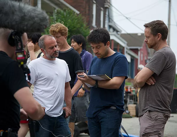 Director Alfonso Gomez-Rejon (center, with notebook) on the set of Me and Earl and the Dying Girl, shot last year in Pittsburgh