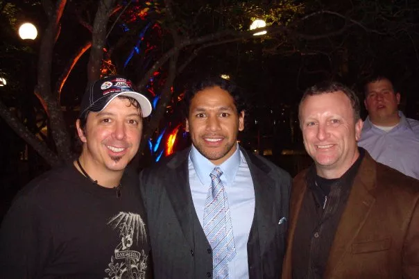 Randy Baumman from the WDVE Morning Show, Troy Polamalu, and author Jim Wexell - PHOTO: COURTESY OF JIM WEXELL