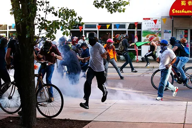 Pittsburgh Police clash with Black Lives Matter protesters in East Liberty on June 1, 2020. - CP PHOTO: JARED WICKERHAM