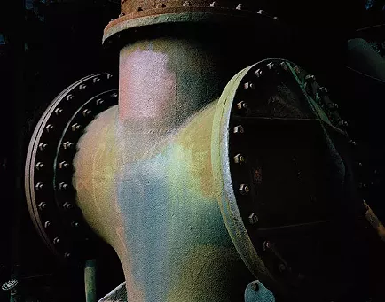 “Cold Blast Main, Carrie Furnace, Pittsburgh, 14/10/2015 (skin; yours and mine),” a photograph by Fiona Amundsen