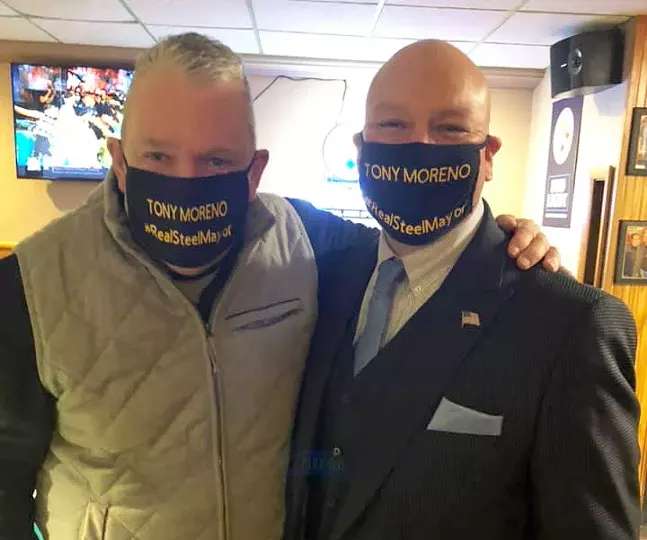 Pittsburgh Democratic Committee Chair Kevin Quigley posing with mayoral candidate Tony Moreno - PHOTO: FACEBOOK
