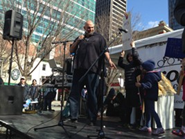 John Fetterman speaks at a rally - PHOTO BY RYAN DETO