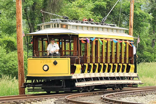 An open car trolley, one of the relics and artifacts included in Remarkable Relics: PA Trolley Museum - PHOTO: TOM PAWLESH FOR THE PENNSYLVANIA TROLLEY MUSEUM