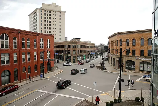 Intersection of Centre and S Highland avenues in Pittsburgh's East Liberty neighborhood - CP PHOTO: JARED WICKERHAM