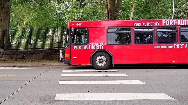 A Port Authority bus on Brighton Road in Pittsburgh's Marshall-Shadeland neighborhood - CP PHOTO: ABBIE ADAMS