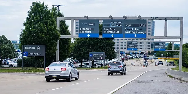 Ramp to parking lots at the Pittsburgh International Airport - PHOTO COURTESY OF PITTSBURGH INTERNATIONAL AIRPORT