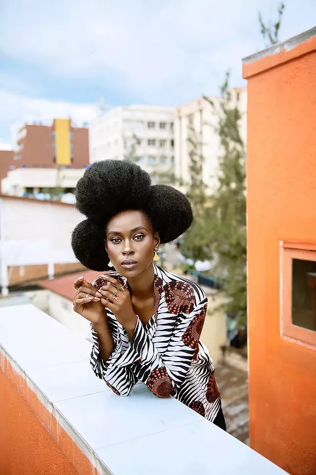 A model wears a shirt from Moshions and accessories by Ktsobe, both of which are featured brands in FestivalAFRICANA’s spotlight on Rwanda. - PHOTO: PHILIPPE NYIRIMIHIGO AND GAEL RUBONEKA VANDE WEGHE/COURTESY OF FESTIVALAFRICANA