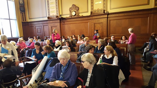 Dozens filled Pittsburgh City Council chambers for a public hearing on gender equity - CP PHOTO BY REBECCA ADDISON