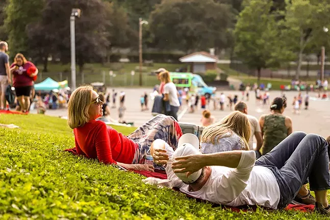 People gather on the hillside outside of the Dormont Pool before the Dormont Day fireworks. - CP PHOTO: KAYCEE ORWIG