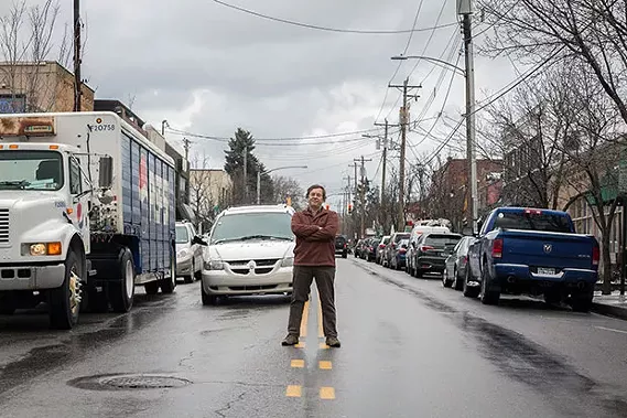 Paul Heckbert stands at the intersection of South Braddock Avenue and Sanders Street. - CP PHOTO BY MARANIE STAAB