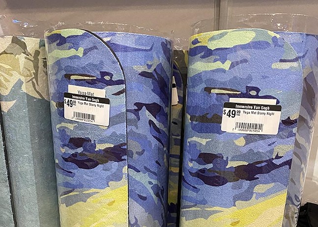 Yoga mats for sale at the Immersive Van Gogh Experience gift shop - Photo: The Hof