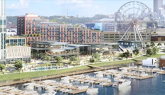 Rendering of Millcraft's pavilion green space plan as part of its proposed Esplanade development for Chateau. The proposal still includes plans for a Ferris wheel - IMAGE: COURTESY OF MILLCRAFT