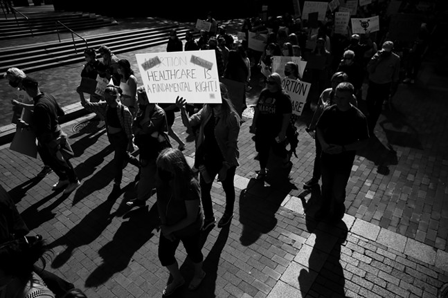 The "Defending The Right To Choose" pro-choice protest and rally takes place at the City County building before marching through downtown on Sat., Oct. 2, 2021. - CP PHOTO: JARED WICKERHAM