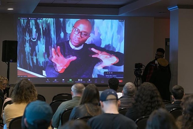 Academy Award-winning director Barry Jenkins addresses a group of filmmakers at the 2021 Pittsburgh Shorts Filmmaker Conference. - PHOTO: COURTESY OF FILM PITTSBURGH