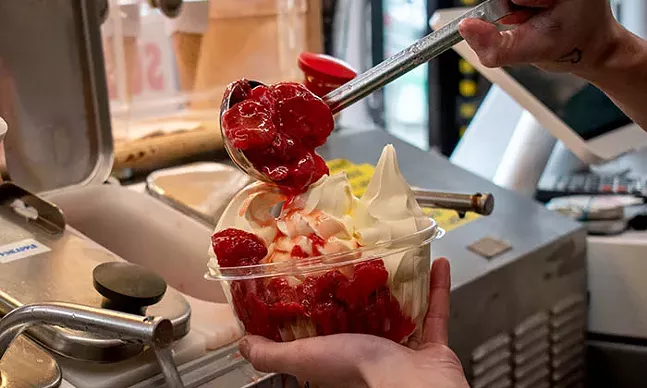 A rare scoop: If you like these flavors, you’re unique! - Page’s owner Marjorie Page Prusia and the workers Pittsburgh City Paper polled said some of their less popular desserts include the Raspberry Almond Torte sundae, the Belgian Waffle sundae, and anything involving blackberry soft serve or butterscotch. - Prusia and her employees say sometimes customers ask to be surprised by their ice cream order. Instead of giving them one of their more adventurous menu items, Prusia jokes that it would be funny to give a vanilla cone to someone who had requested a surprise, saying, “The surprise is the disappointment.” (But according to City Paper editor in chief Lisa Cunningham, who loves a plain vanilla soft serve above all else, Page’s “absolutely holds up.”) - CP PHOTO: PAM SMITH