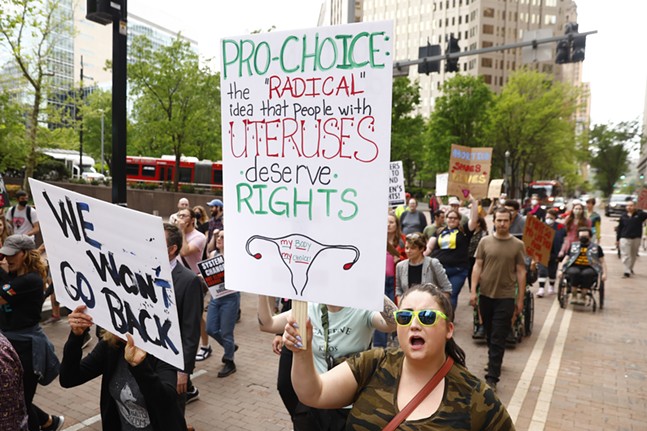 Abortion rights rally marches through Downtown Pittsburgh following Roe V. Wade leak
