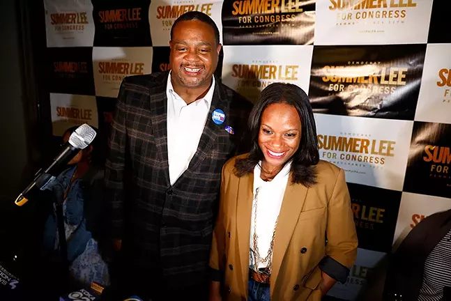 Pittsburgh Mayor Ed Gainey and Summer Lee on Election Night on May 17, 2022. - CP PHOTO: JARED WICKERHAM