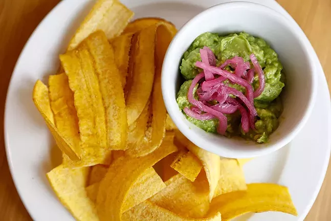 Plantain chips with avocado salad (Zaboca) from ShadoBeni - CP PHOTO: JARED WICKERHAM